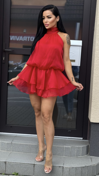 Červené extravagantné mini šaty