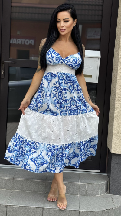 Modrobiele letné šaty – Natália
